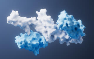 Protein structure with biological concept, 3d rendering.