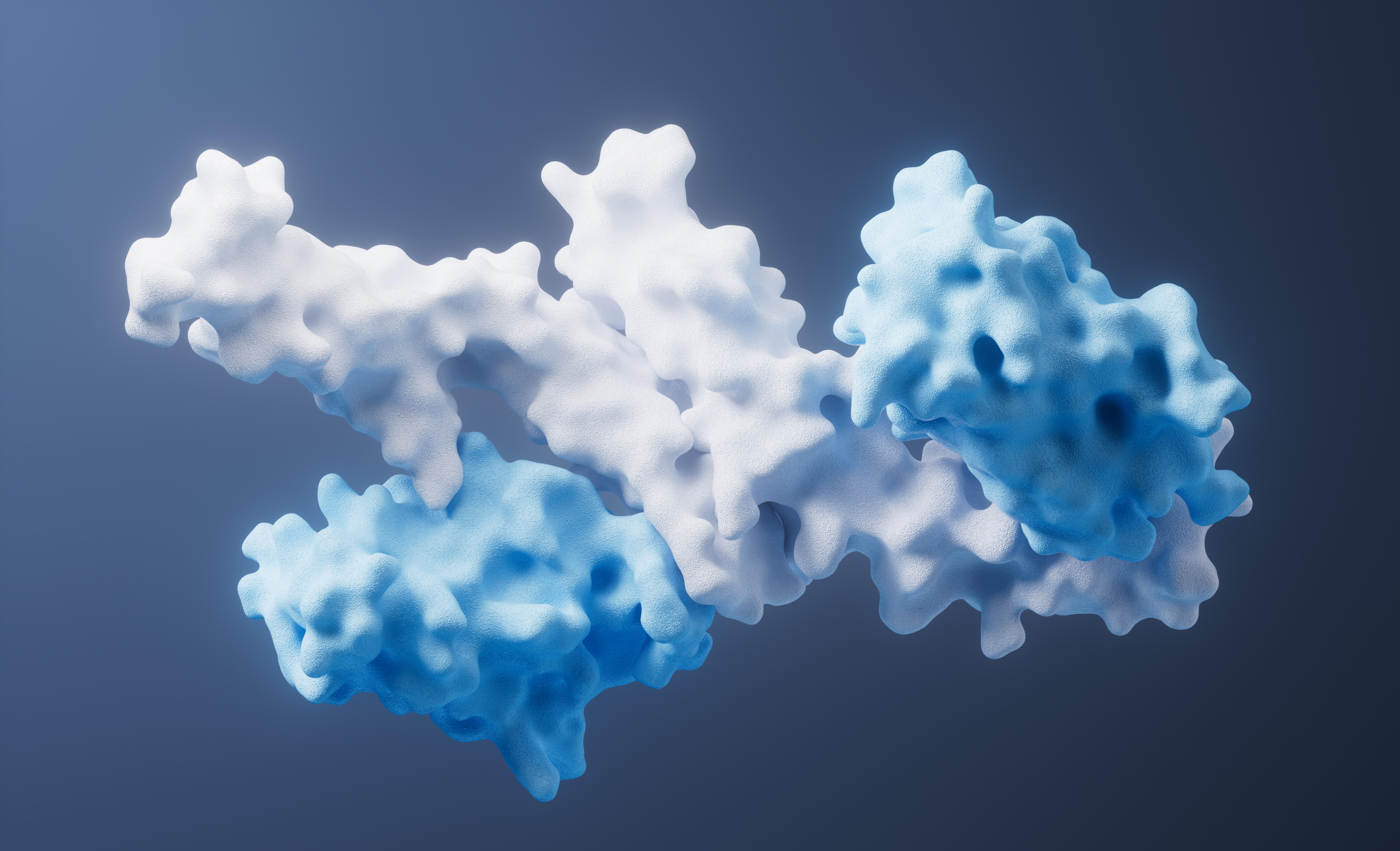 Protein structure with biological concept, 3d rendering.